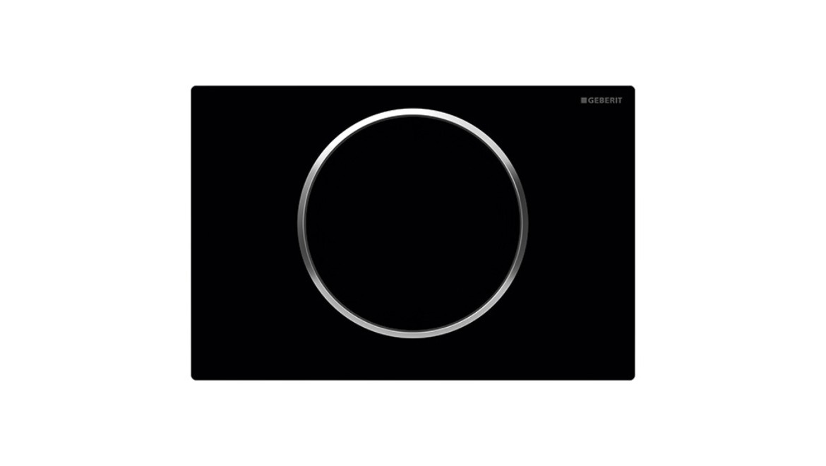 Sigma10 flush plate in black with polished chrome accent