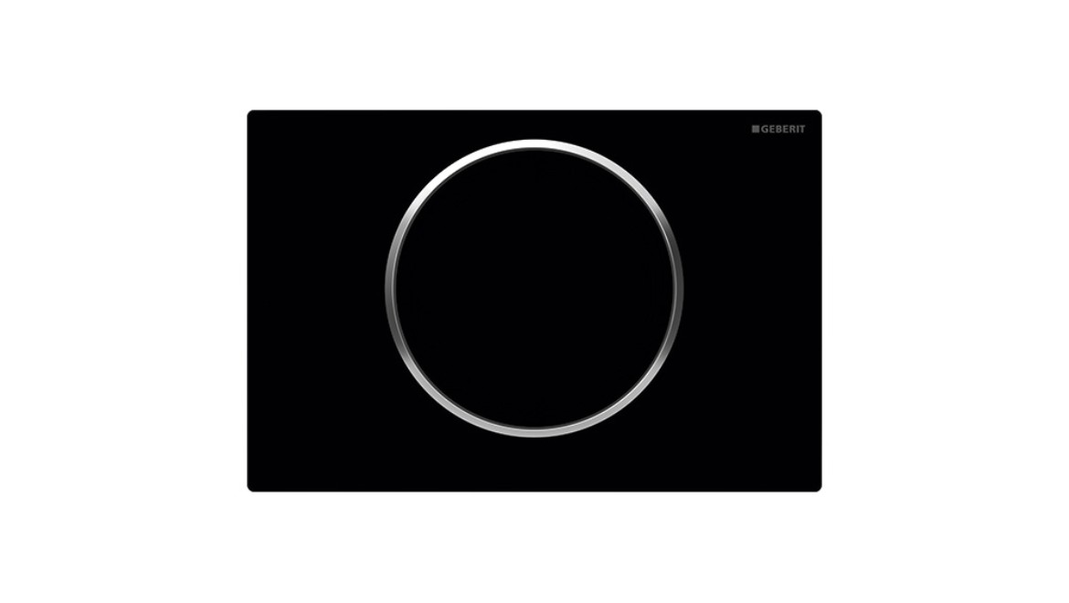Sigma10 flush plate in black with chrome accent