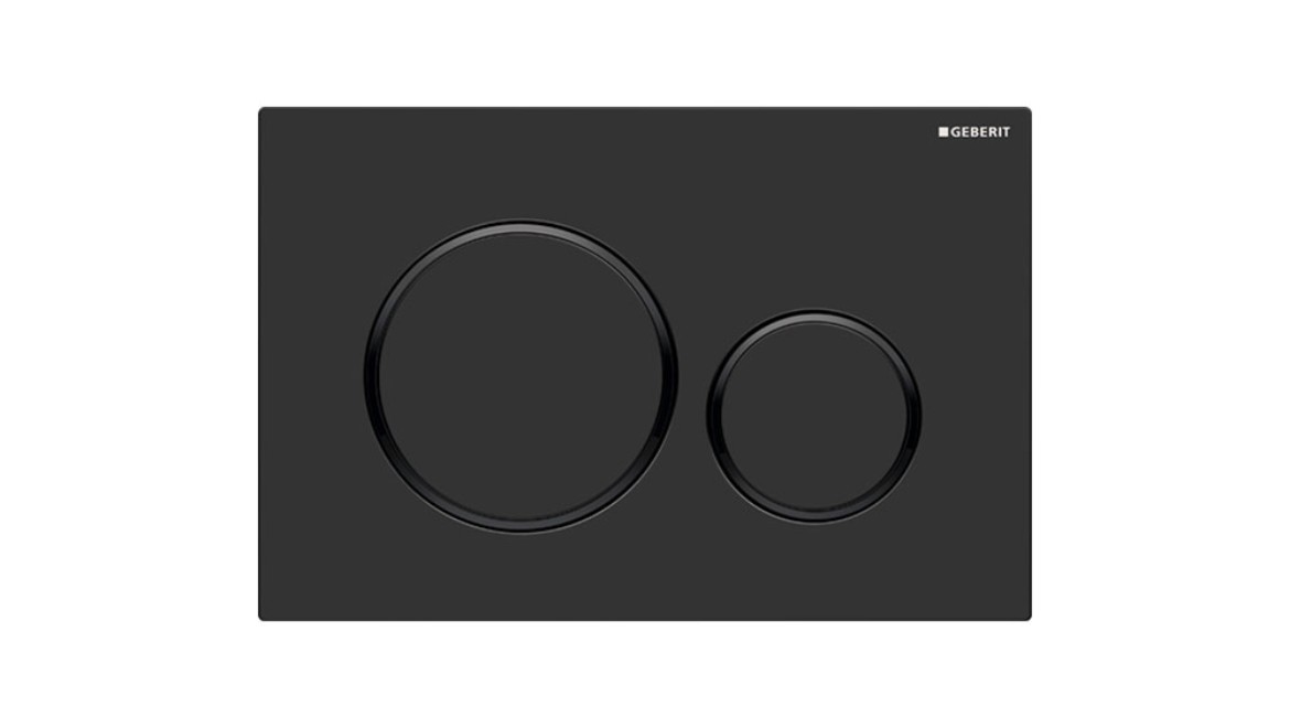 Sigma20 flush plate in matte black with polished black accent
