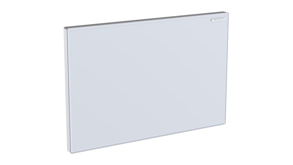 Cover plate for use with remote flush, in white glass finish